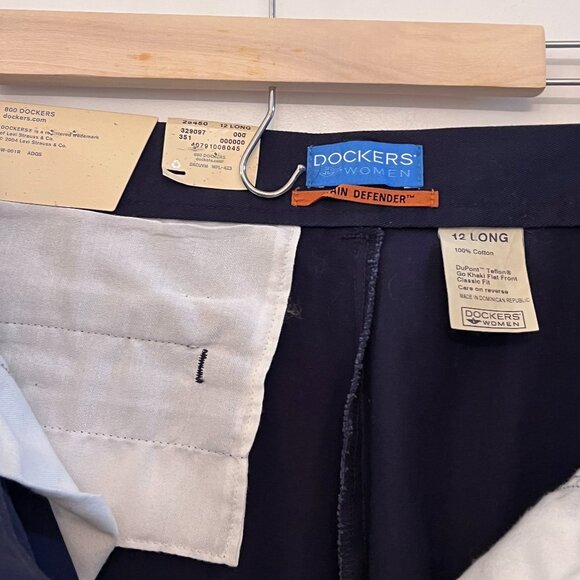 NWT Dockers Navy Go Khaki Flat Front Classic Fit in Size 12 Long - Picture 6 of 6